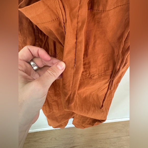 Anthro Maeve Colette Rust Strappy Back Jumpsuit 14 - Picture 11 of 13